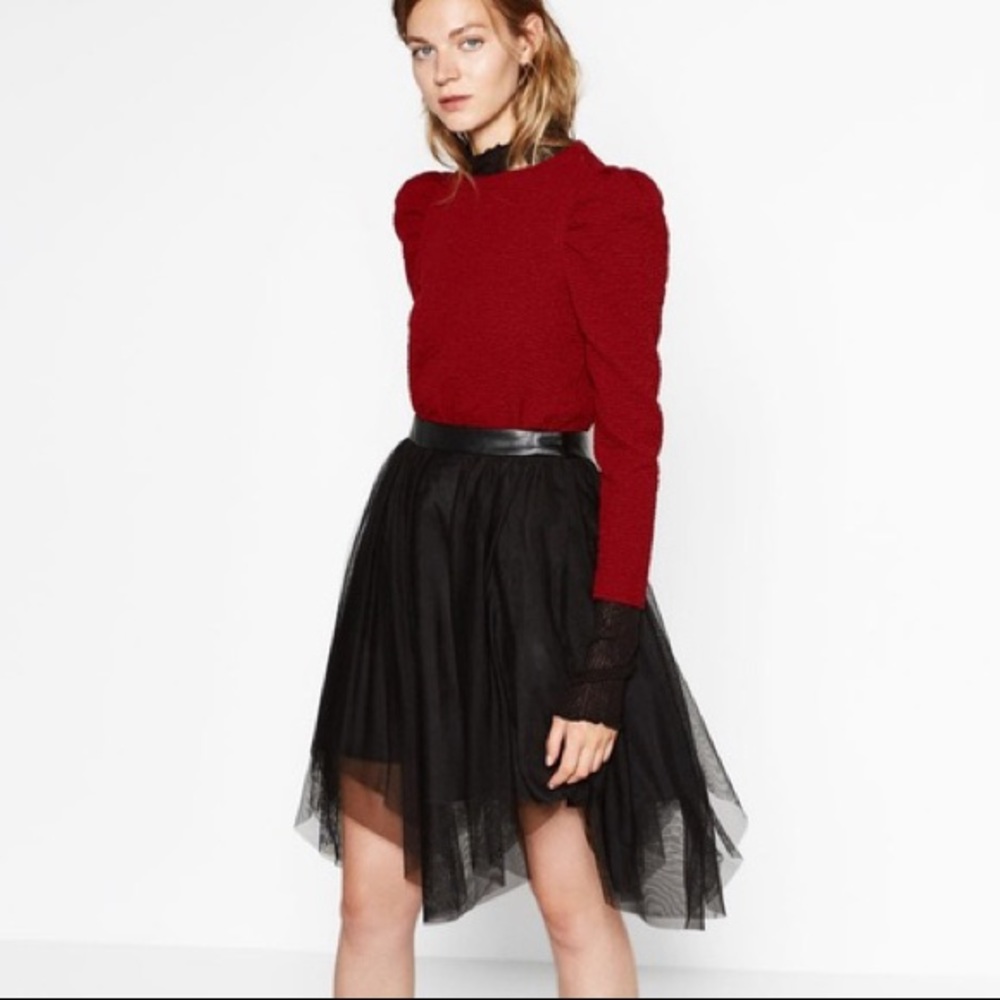 Zara Basic Collection Asymmetric Tulle Skirt S